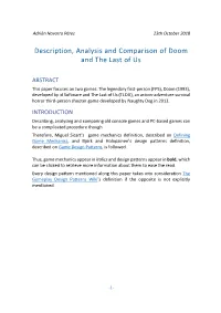 Description, Analysis and Comparison of Doom and the Last of Us