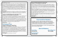 Important Phone Numbers Sick Call Numbers