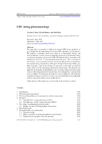 LHC String Phenomenology