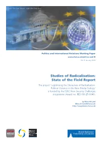 Studies of Radicalisation: State of the Field Report