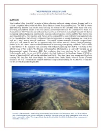 THE PARADOX VALLEY UNIT a Significant Component of the Colorado River Basin Salinity Control Program