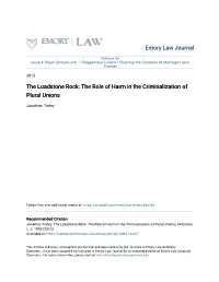 The Role of Harm in the Criminalization of Plural Unions