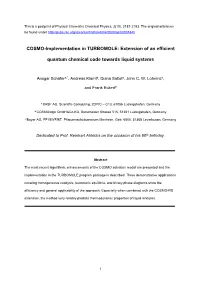 COSMO-Implementation in TURBOMOLE: Extension of an Efficient