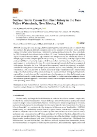 Fire History in the Taos Valley Watersheds, New Mexico, USA
