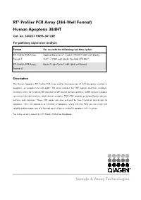RT² Profiler PCR Array (384-Well Format) Human Apoptosis 384HT