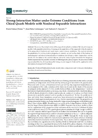 Strong-Interaction Matter Under Extreme Conditions from Chiral Quark Models with Nonlocal Separable Interactions