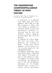The Unaddressed Counterintelligence Threat of Rudy Giuliani