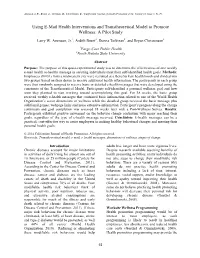 Using E-Mail Health Interventions and Transtheoretical Model to Promote Wellness: a Pilot Study