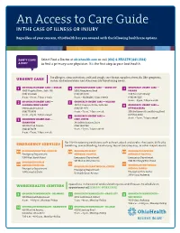 An Access to Care Guide in the CASE of ILLNESS OR INJURY