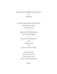 Carbon Nanotube-Based MEMS Energy Storage Devices by Yingqi Jiang