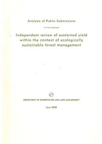 Independent Review of Sustained Yield Within the Context of Ecologically Sustainable Forest Management