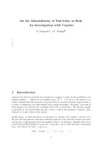 On the Subadditivity of Tail-Value at Risk: an Investigation with Copulas