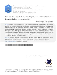 Platonic Quantum Set Theory Proposal and Fractal-Cantorian Heterotic Kaluza-Klein Spacetime by Mohamed S