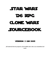 Star Wars D6 RPG Clone Wars Sourcebook