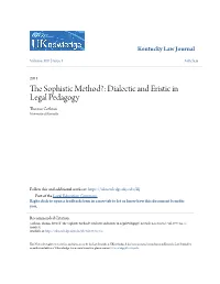 The Sophistic Method?: Dialectic and Eristic in Legal Pedagogy