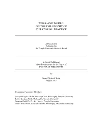 Work and World: on the Philosophy of Curatorial Practice