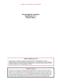 Gemini Rayfish Controller Distribution 3.3.1 Release Notes