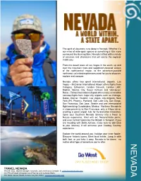 NEVADA 2017 & 2022 HOST STATE 2017 & 2022 HOST the Spirit of Discovery Runs Deep in Nevada
