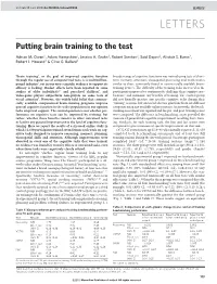 Putting Brain Training to the Test