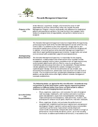 Records Management Supervisor