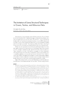 The Imitation of Some Structural Techniques in Cicero, Tacitus, and Minucius Felix