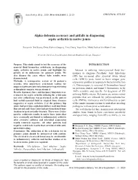 Alpha Defensin Accuracy and Pitfalls in Diagnosing Septic Arthritis in Native Joints