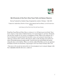 Bird Diversity of the Penn Dixie Fossil Park and Nature Reserve