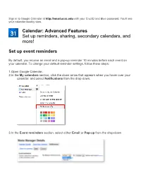 Calendar: Advanced Features Set up Reminders, Sharing, Secondary Calendars, and More!