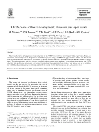 COTS-Based Software Development: Processes and Open Issues