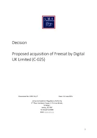 Decision Proposed Acquisition of Freesat by Digital UK Limited (C-025)