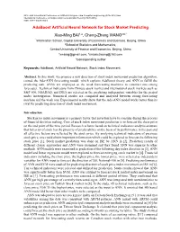 Adaboost Artificial Neural Network for Stock Market Predicting