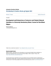 Development and Interactions of Instructor and Student Musical Identities in a University Introductory Music Course for Non-Music Majors
