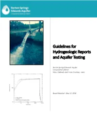 Guidelines for Hydrogeologic Reports and Aquifer Testing