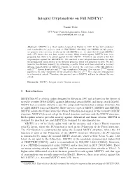 Integral Cryptanalysis on Full MISTY1⋆