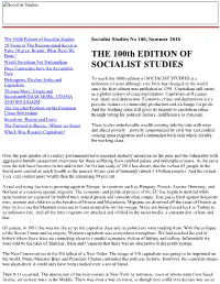 THE 100Th EDITION of SOCIALIST STUDIES