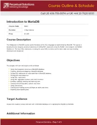 Course Outline & Schedule