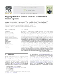 Mapping of Fluoride Endemic Areas and Assessment of Fluoride Exposure