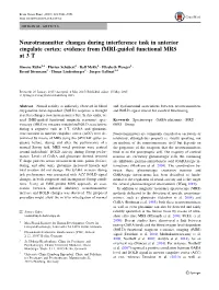 Neurotransmitter Changes During Interference Task in Anterior Cingulate Cortex: Evidence from Fmri-Guided Functional MRS at 3 T
