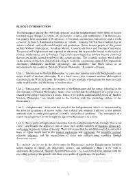 1 BLOCK-1 INTRODUCTION the Renaissance