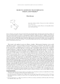 Marcus Aurelius' Rain Miracle: When and Where?1 Péter Kovács