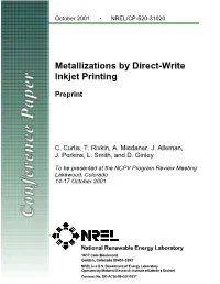 Metallizations by Direct-Write Inkjet Printing