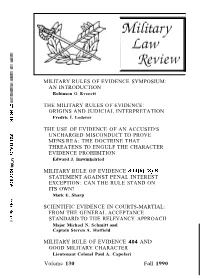 MILITARY RULES of EVIDENCE SYMPOSIUM: an INTRODUCTION Robinson 0