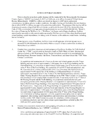 NOTICE of PUBLIC HEARING Notice Is Hereby Given That a Public