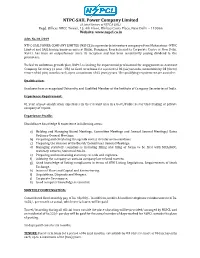 NTPC-SAIL Power Company Limited (A Joint Venture of NTPC & SAIL) Regd