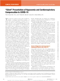 Presentation of Hypoxemia and Cardiorespiratory Compensation in COVID-19 Philip E