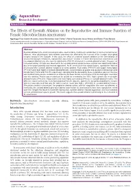 The Effects of Eyestalk Ablation on the Reproductive and Immune