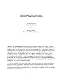 What Do We Know About Cyber Conflict? Scope, Impact, and Restraint in Cyberspace