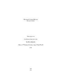 Wisconsin Veterans Museum Research Center Transcript of An