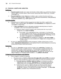 3.5 FINANCIAL ASSETS and LIABILITIES Definitions 1. Financial Assets Include Cash, Equity Instruments of Other Entities