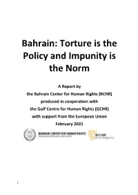 Bahrain: Torture Is the Policy and Impunity Is the Norm